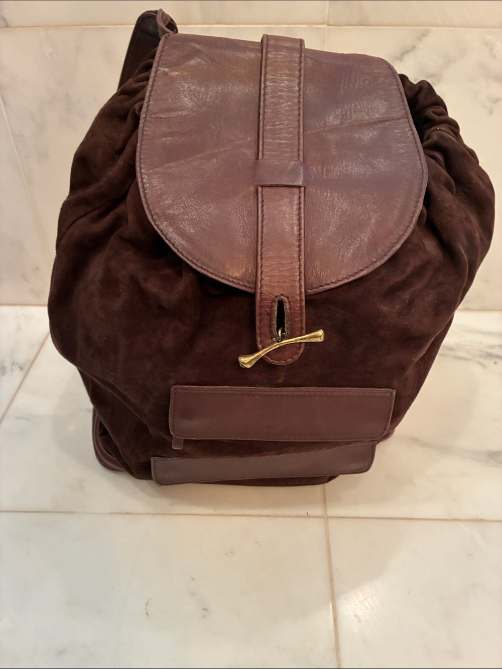 Robert Lee Morris Suede and leather Brown Backpack